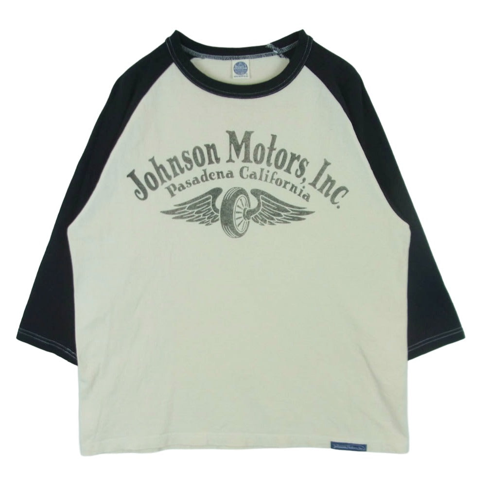 TOY'S McCOY トイズマッコイ TMC2532 CROPPED RAGLAN TEE JOHNSON MOTORS ジョンソンモータース クロップド ラグラン 七分丈 Tシャツ カットソー オフホワイト系 ブラック系 XXL【中古】