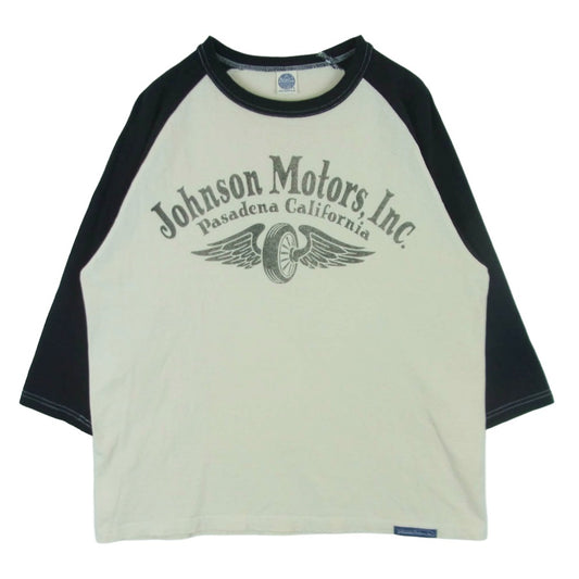 TOY'S McCOY トイズマッコイ TMC2532 CROPPED RAGLAN TEE JOHNSON MOTORS ジョンソンモータース クロップド ラグラン 七分丈 Tシャツ カットソー オフホワイト系 ブラック系 XXL【中古】