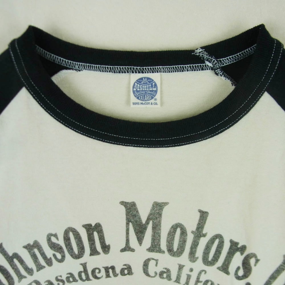 TOY'S McCOY トイズマッコイ TMC2532 CROPPED RAGLAN TEE JOHNSON MOTORS ジョンソンモータース クロップド ラグラン 七分丈 Tシャツ カットソー オフホワイト系 ブラック系 XXL【中古】