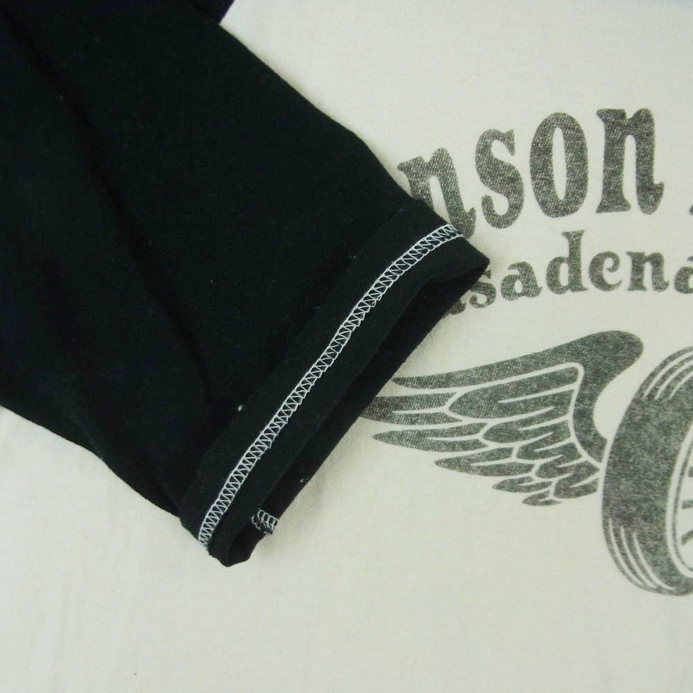 TOY'S McCOY トイズマッコイ TMC2532 CROPPED RAGLAN TEE JOHNSON MOTORS ジョンソンモータース クロップド ラグラン 七分丈 Tシャツ カットソー オフホワイト系 ブラック系 XXL【中古】