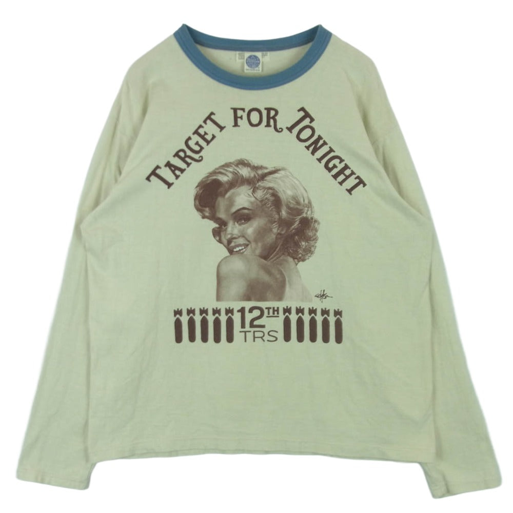 TOY'S McCOY トイズマッコイ 20AW TARGET FOR TONIGHT Marilyn Monroe マリリン・モンロー オフィシャルコラボ 米空軍第12戦術偵察飛行隊 モデル 長袖 Ｔシャツ クリーム色系 XL【中古】