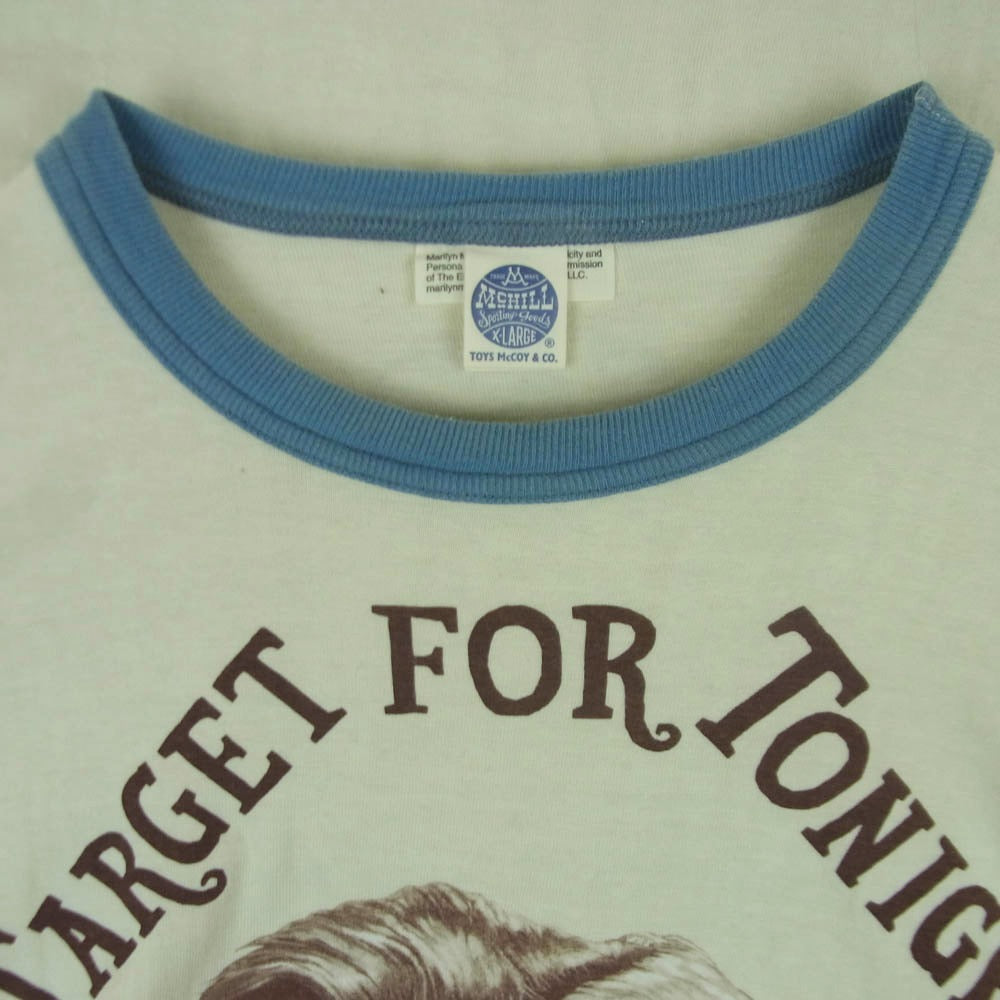 TOY'S McCOY トイズマッコイ 20AW TARGET FOR TONIGHT Marilyn Monroe マリリン・モンロー オフィシャルコラボ 米空軍第12戦術偵察飛行隊 モデル 長袖 Ｔシャツ クリーム色系 XL【中古】