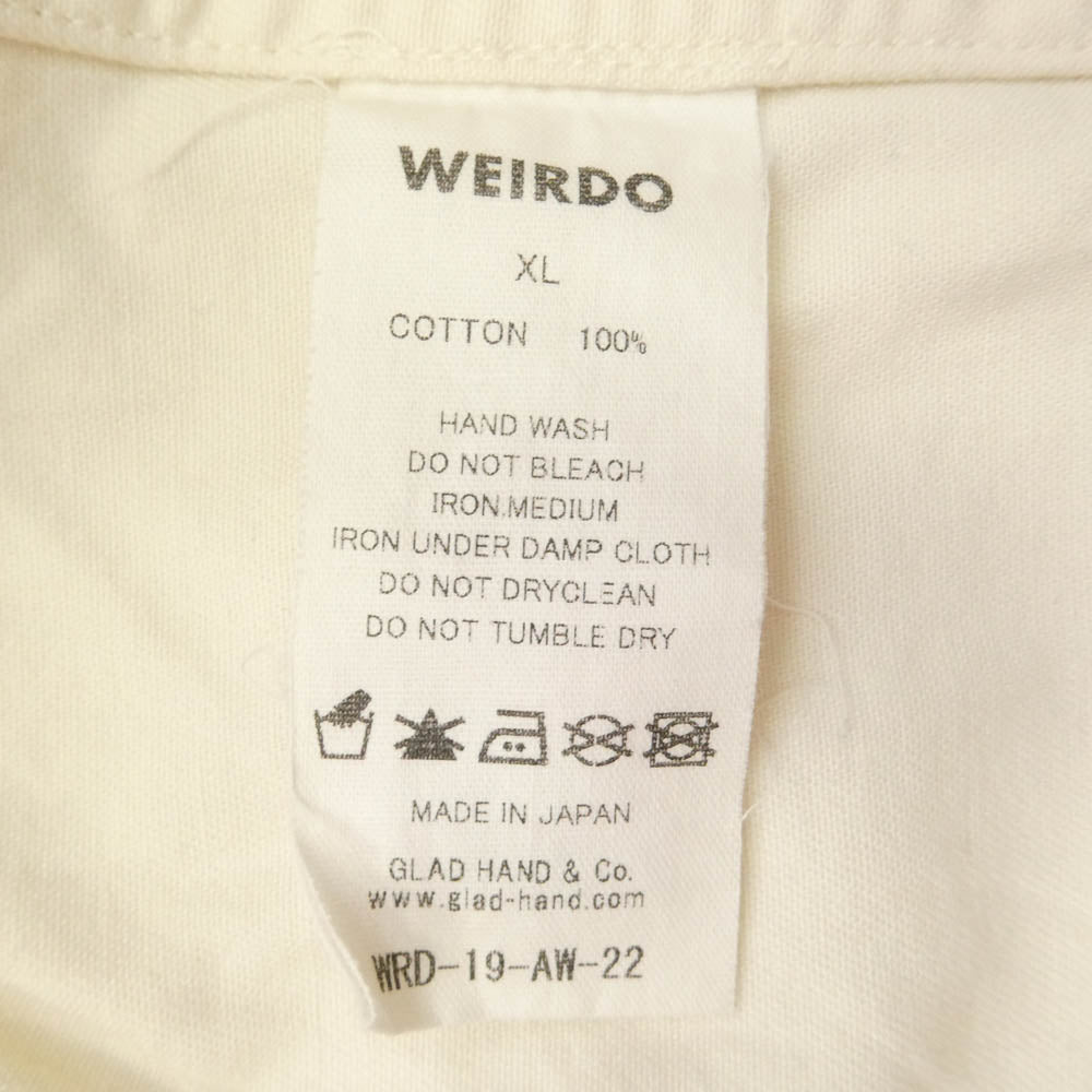 WEIRDO ウィアード 19AW WRD-19-AW-22 L/S SHIRT WEIRDOLIGHT RANCH ウィアードライト ランチ オープンカラー 長袖 シャツ オフホワイト系 XL【中古】