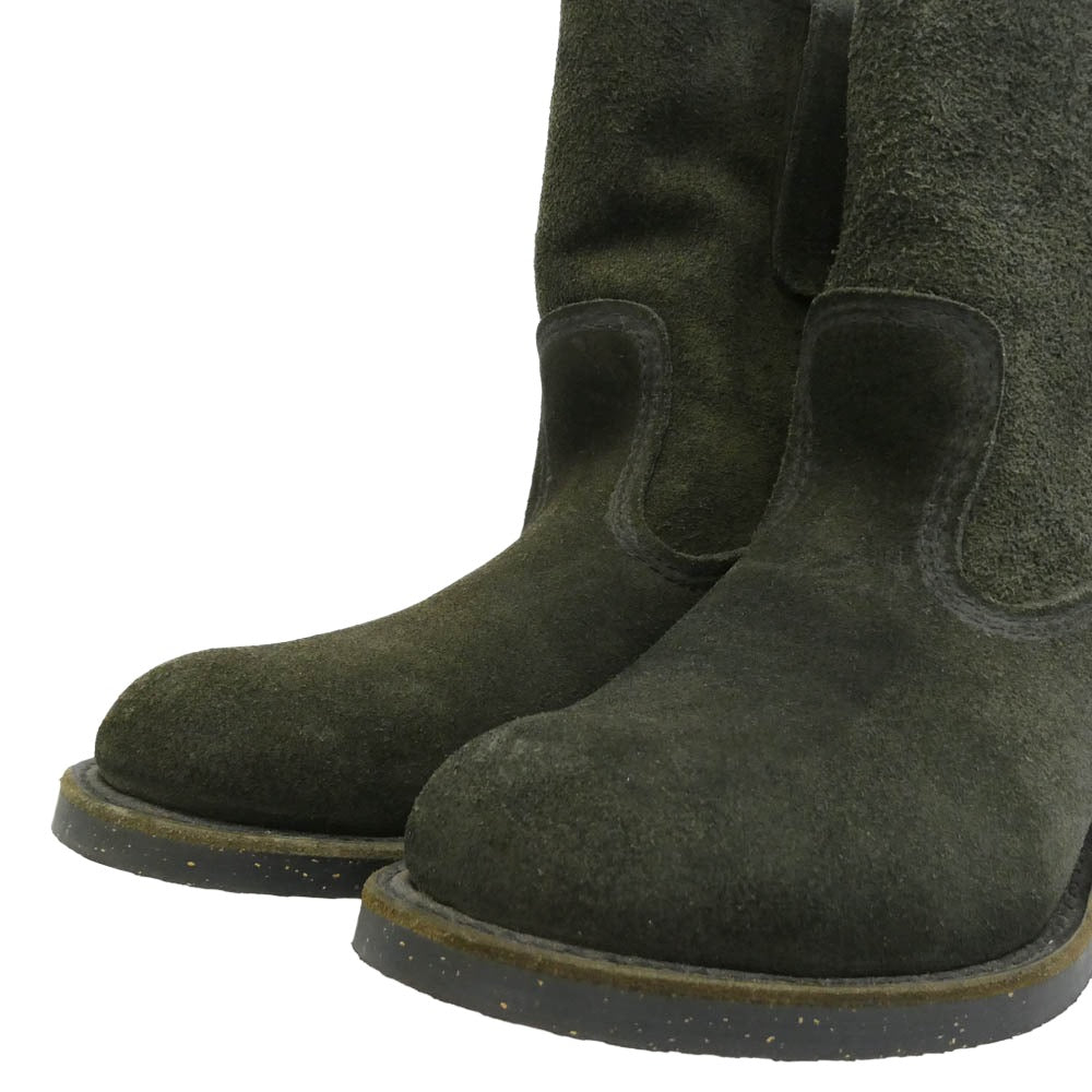 RED WING レッドウィング BEAMS ビームス 8186 BEAMS別注 USA製 07年製 PECOS BOOTS レザー スエード ラフアウト ペコスブーツ モスグリーン系 40【中古】