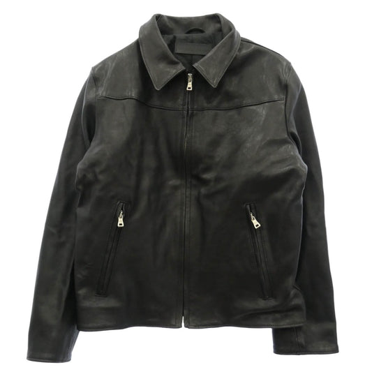 ノーフェイス ストゥディオス 26SS LEATHER JACKET BASIC CUT ベーシックカット ジップアップ レザージャケット ブラック系 XL【美品】【中古】