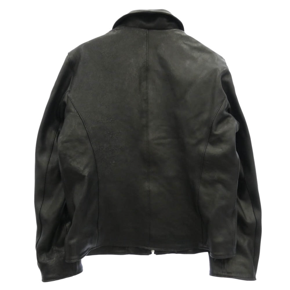 ノーフェイス ストゥディオス 26SS LEATHER JACKET BASIC CUT ベーシックカット ジップアップ レザージャケット ブラック系 XL【美品】【中古】