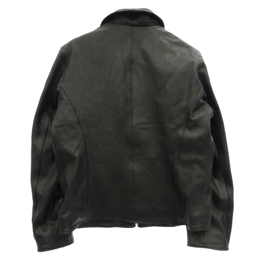 ノーフェイス ストゥディオス 26SS LEATHER JACKET BASIC CUT ベーシックカット ジップアップ レザージャケット ブラック系 XL【美品】【中古】