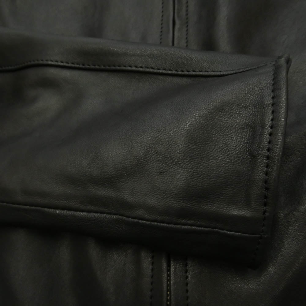 ノーフェイス ストゥディオス 26SS LEATHER JACKET BASIC CUT ベーシックカット ジップアップ レザージャケット ブラック系 XL【美品】【中古】