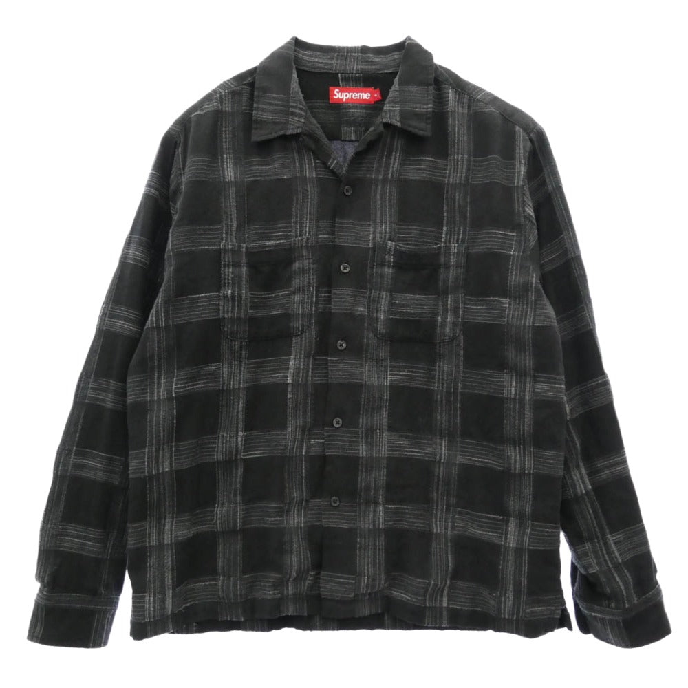 Supreme シュプリーム 23AW Woven Plaid Shirt クラッシック ロゴ刺繍 ウーブンチェック 長袖 シャツ M ダークグレー系 M【中古】