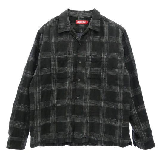 Supreme シュプリーム 23AW Woven Plaid Shirt クラッシック ロゴ刺繍 ウーブンチェック 長袖 シャツ M ダークグレー系 M【中古】