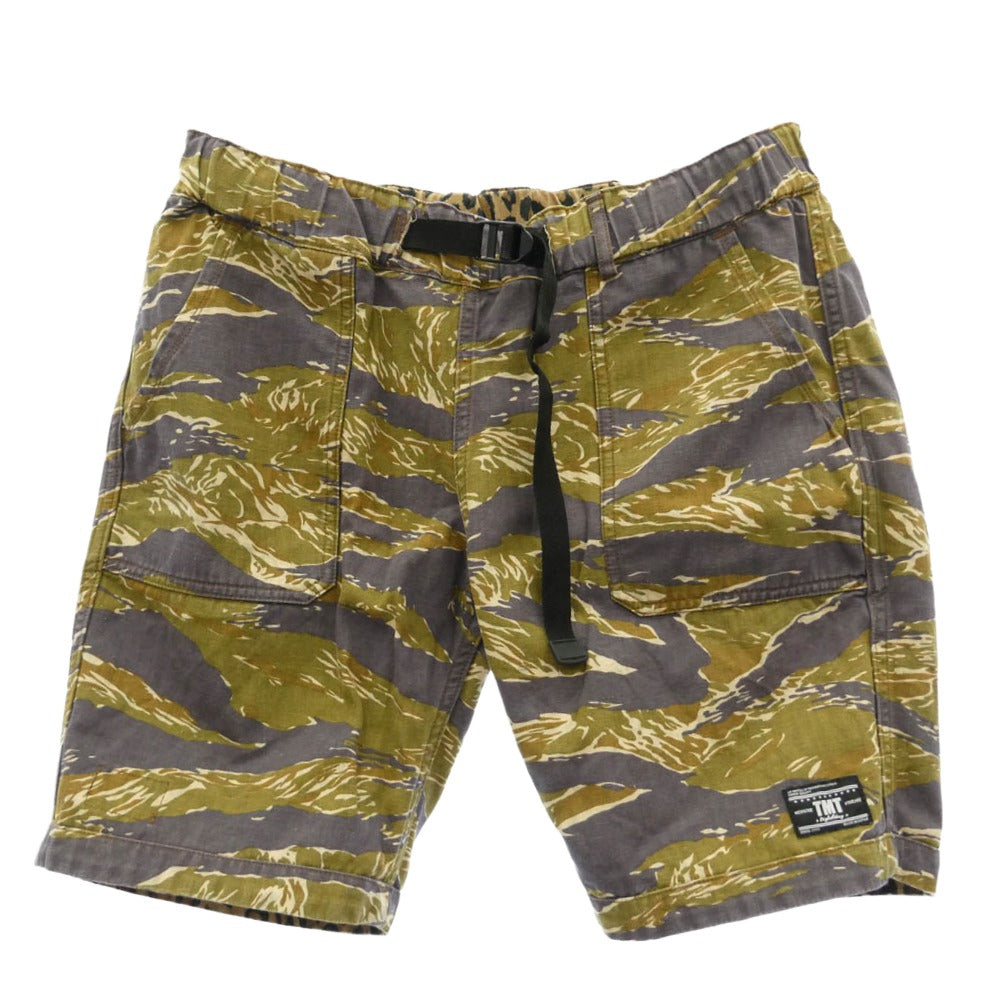 TMT ティーエムティー TSP-S1806 LEOPARD CAMO REVERSIBLE SHORTS レオパード カモ リバーシブル ショーツ ハーフ ショート パンツ ベージュ系 ブラック系 L【中古】