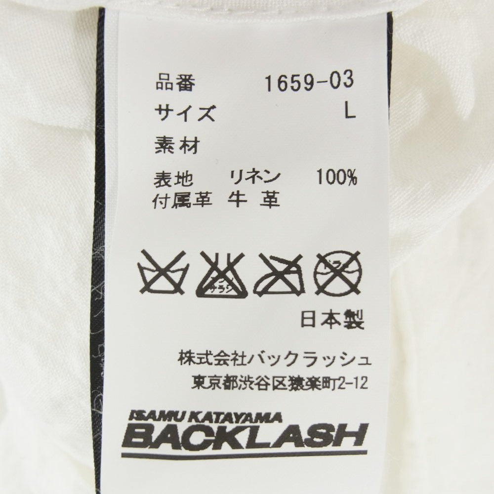 ISAMUKATAYAMA BACKLASH イサムカタヤマバックラッシュ 1659-03 リネン 半袖 Tシャツ ホワイト オフホワイト系 L【美品】【中古】