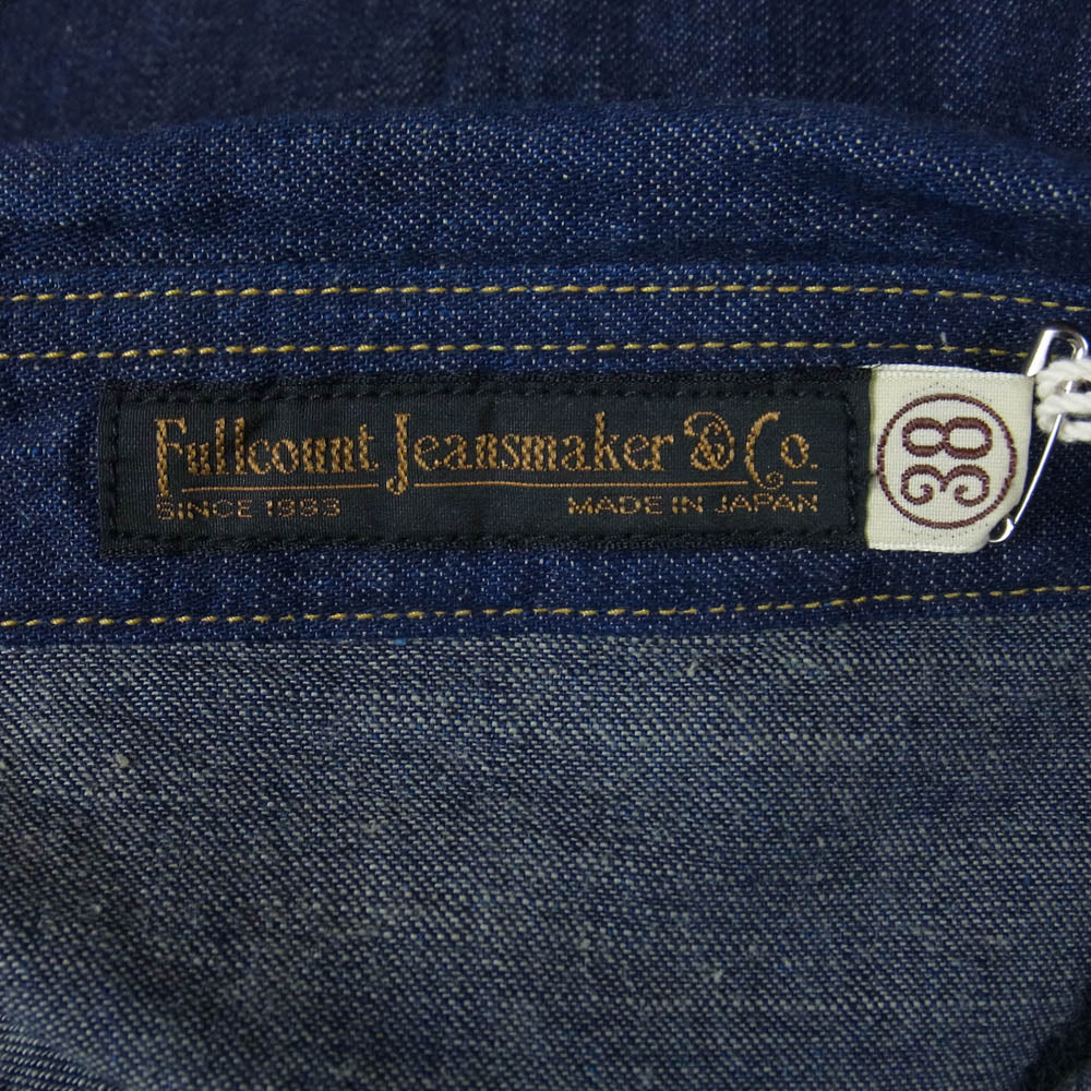 FULLCOUNT フルカウント 4894W DENIM WESTERN SHIRTS デニム ウエスタン 長袖 シャツ インディゴブルー系 38【極上美品】【中古】
