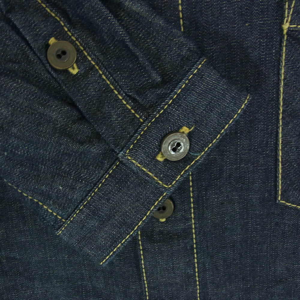 ISAMUKATAYAMA BACKLASH イサムカタヤマバックラッシュ 1734-03 デニム スタンドカラー 長袖 シャツ インディゴブルー系 L【美品】【中古】
