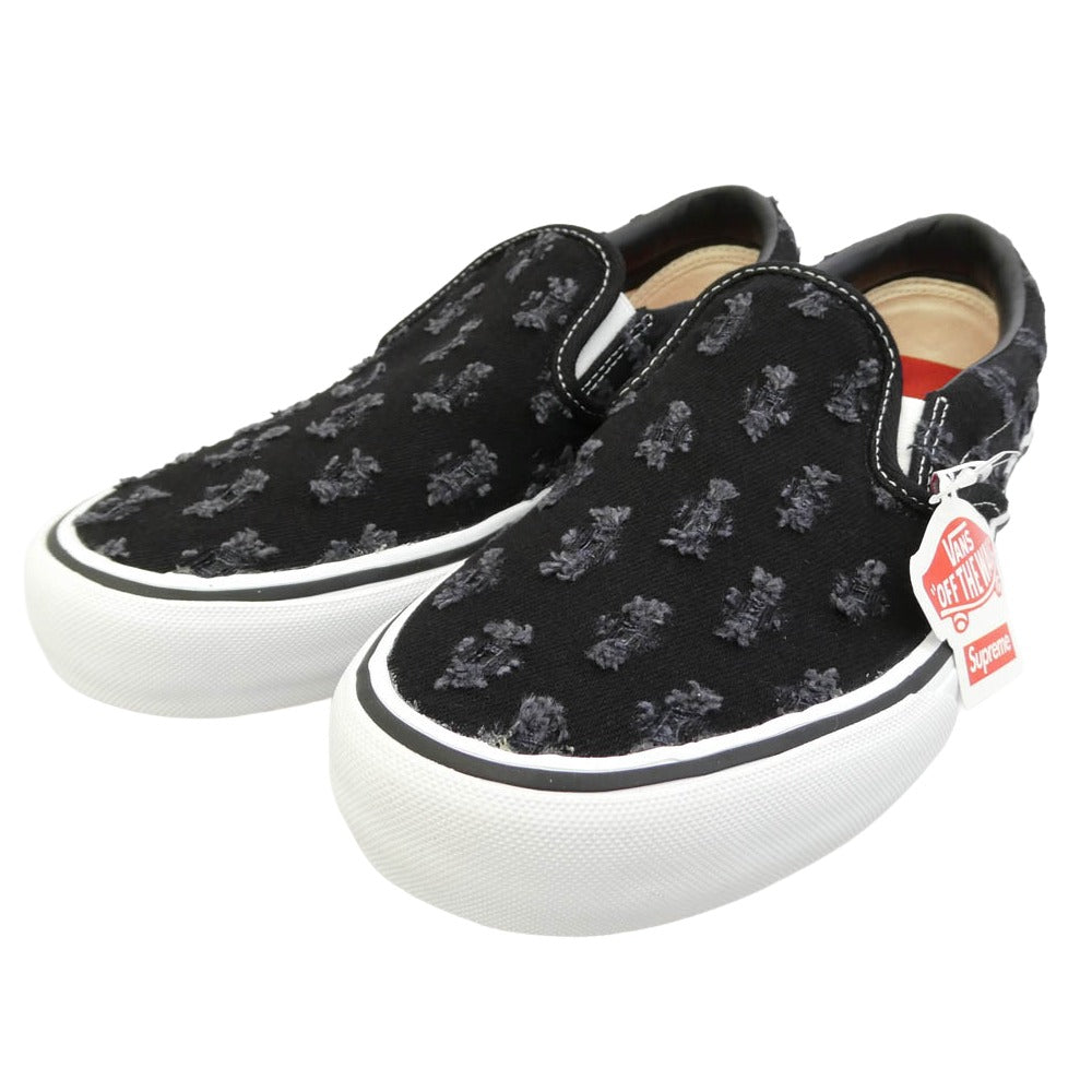 Supreme シュプリーム VANS バンズ 20SS VN0A38DD2DC x Vans バンズ PRO Slip-On Hole Punch Denim スリッポン ホールパンチ デニム スニーカー ブラック系 28cm【極上美品】【中古】