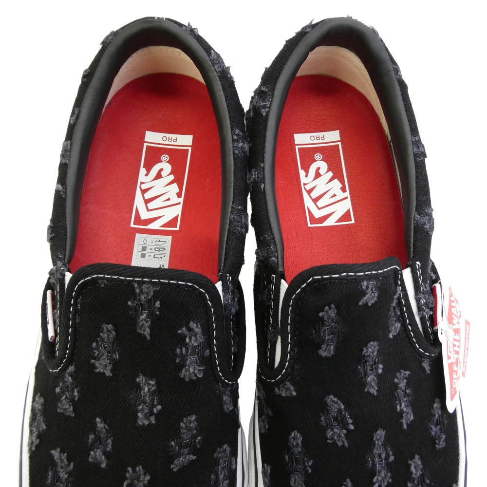 Supreme シュプリーム VANS バンズ 20SS VN0A38DD2DC x Vans バンズ PRO Slip-On Hole Punch Denim スリッポン ホールパンチ デニム スニーカー ブラック系 28cm【極上美品】【中古】