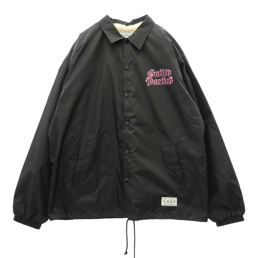 WACKO MARIA ワコマリア 21AW 天国東京 パッチ プリント ボア コーチジャケット ブラック系 オフホワイト系 L【中古】