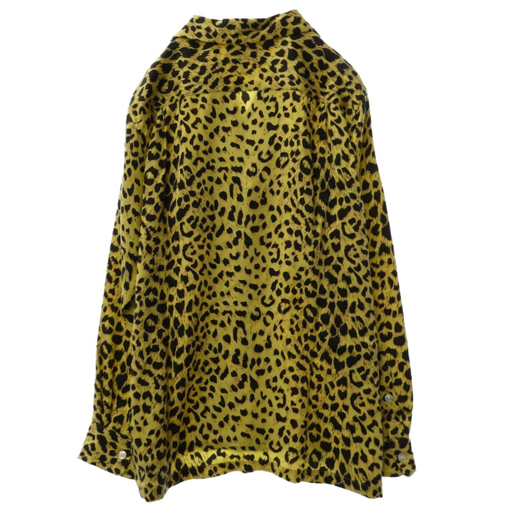 WACKO MARIA ワコマリア 19AW 19FW-WMS-HI03 HAWAIIAN SHIRT L/S レオパード柄 ハワイアン オープンカラー 開襟 長袖 アロハシャツ イエロー系 ブラック系 M【極上美品】【中古】