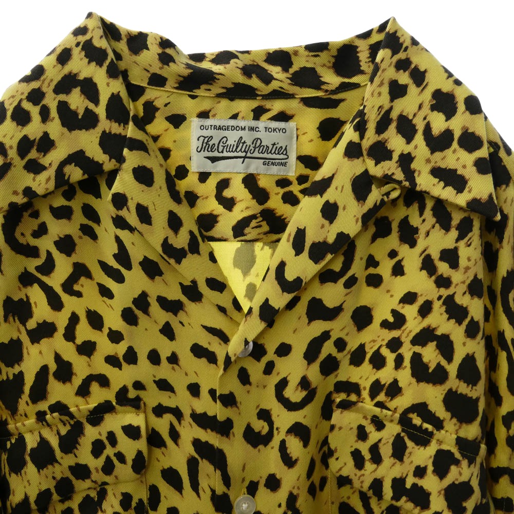 WACKO MARIA ワコマリア 19AW 19FW-WMS-HI03 HAWAIIAN SHIRT L/S レオパード柄 ハワイアン オープンカラー 開襟 長袖 アロハシャツ イエロー系 ブラック系 M【極上美品】【中古】