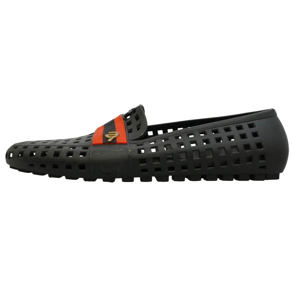 メンギー メッシュ ラバー ローファー シューズ スリッポン ブラック系 5【中古】