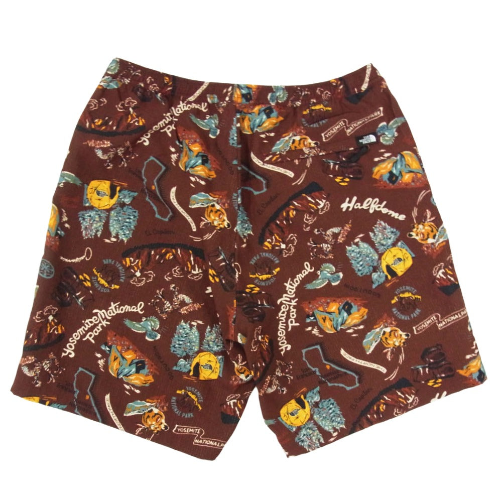 THE NORTH FACE ノースフェイス NB42330 ALOHA VENT SHORT 総柄 アロハ ベント ショーツ ショート ハーフ パンツ ブラウン系 L【美品】【中古】