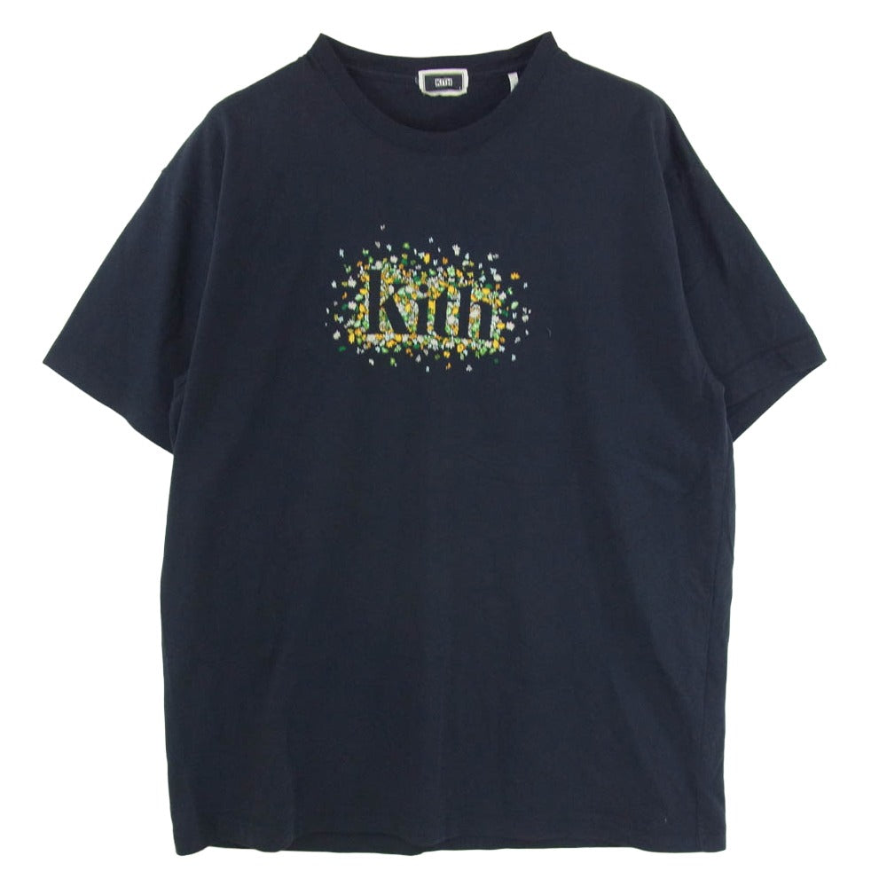 KITH キス KHM031011 Meadow Serif Tee 花柄 ロゴ プリント コットン 半袖 Tシャツ カットソー ネイビー系 L【中古】