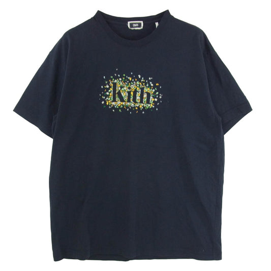 KITH キス KHM031011 Meadow Serif Tee 花柄 ロゴ プリント コットン 半袖 Tシャツ カットソー ネイビー系 L【中古】