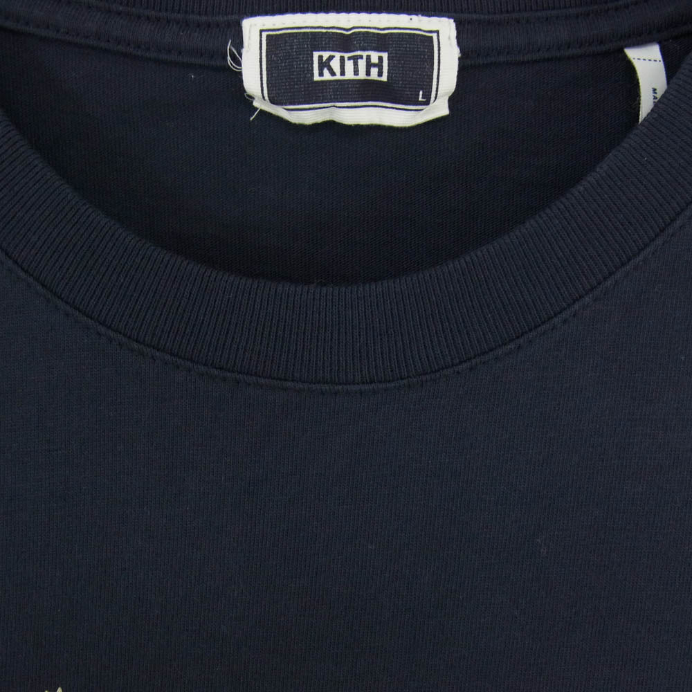 KITH キス KHM031011 Meadow Serif Tee 花柄 ロゴ プリント コットン 半袖 Tシャツ カットソー ネイビー系 L【中古】