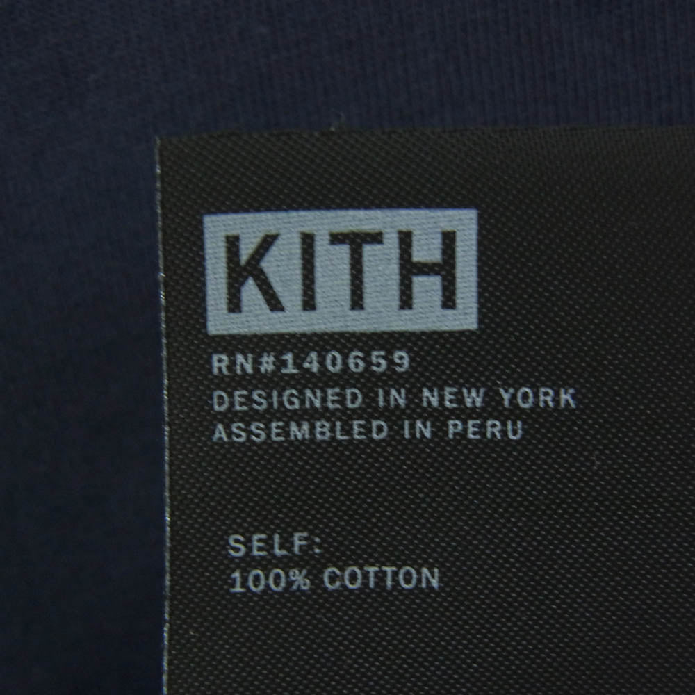 KITH キス KHM031011 Meadow Serif Tee 花柄 ロゴ プリント コットン 半袖 Tシャツ カットソー ネイビー系 L【中古】
