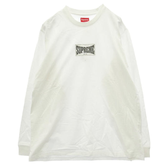 Supreme シュプリーム 20AW Woven Label L/S Top ウーブン ラベル エバーラスト ロゴ 長袖 Tシャツ カットソー ホワイト系【極上美品】【中古】