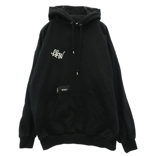 WTAPS ダブルタップス 25AW 252ATDT-HPM04S LLW HOODY COTTON ロゴ プリント コットン スウェット フーディー プルオーバー パーカー ブラック系 X03【中古】