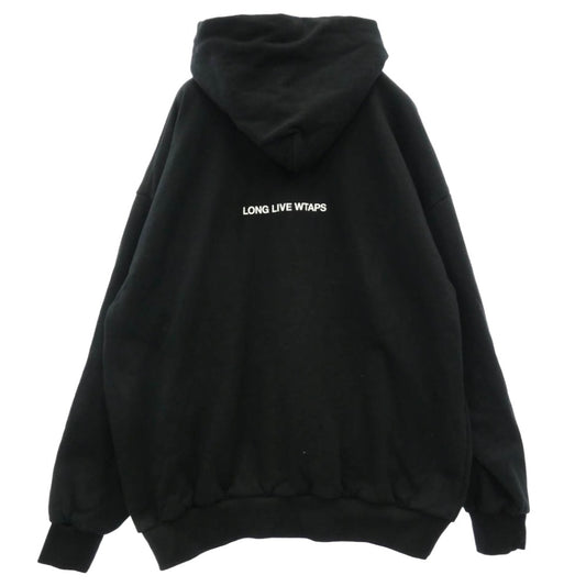 WTAPS ダブルタップス 25AW 252ATDT-HPM04S LLW HOODY COTTON ロゴ プリント コットン スウェット フーディー プルオーバー パーカー ブラック系 X03【中古】