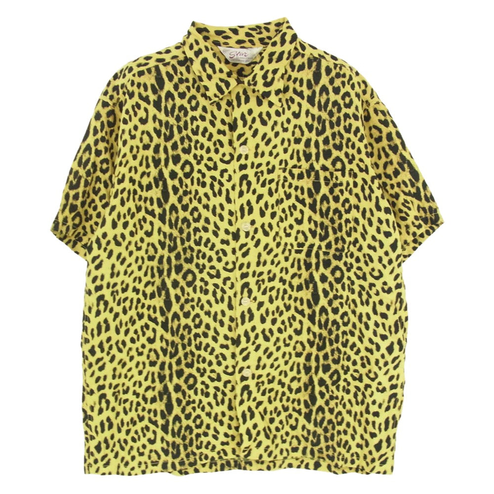 スターオブハリウッド SH39490 HIGH DENSITY RAYON OPEN SHIRT LEOPARD レオパード オープンカラー 半袖 シャツ イエロー系 M【中古】