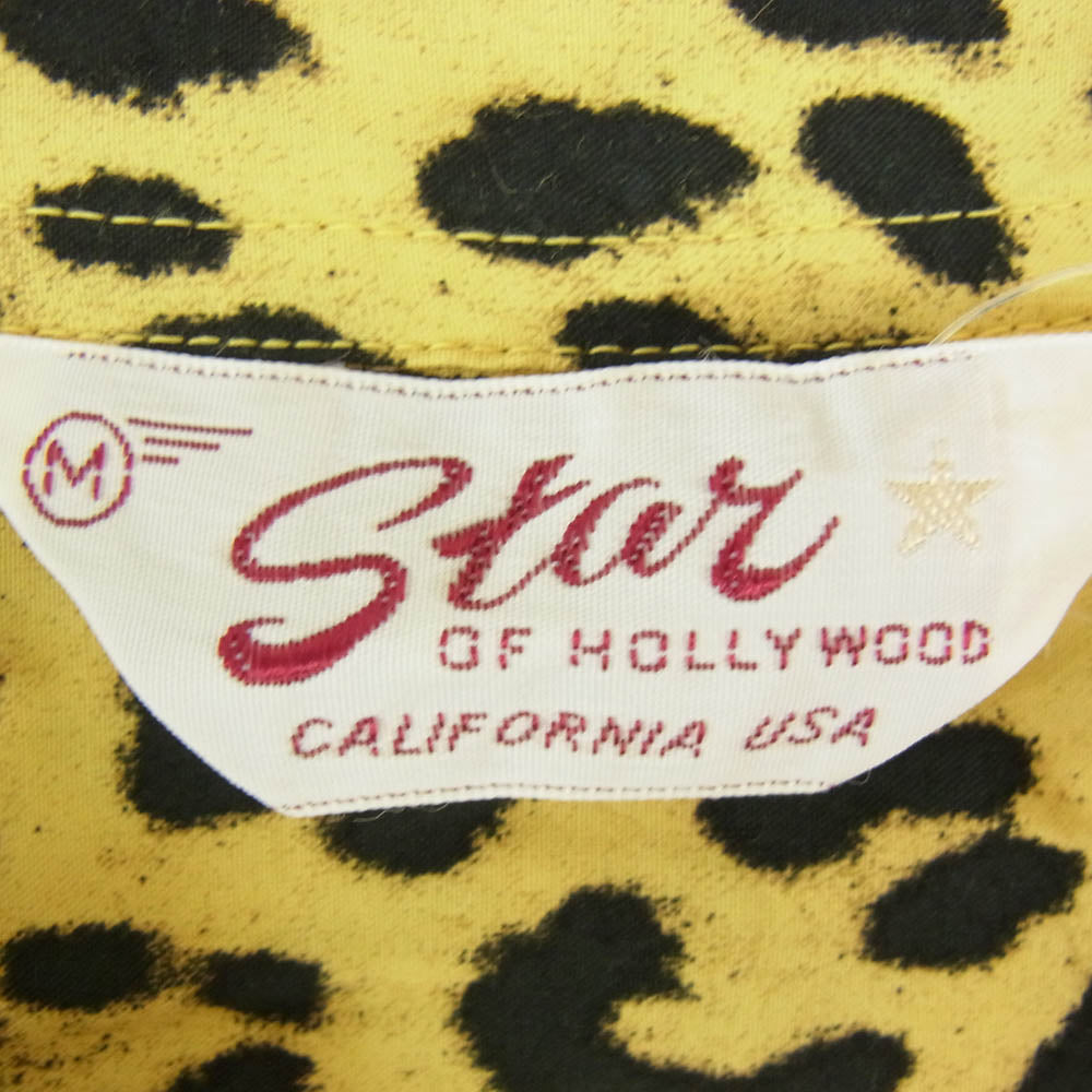スターオブハリウッド SH39490 HIGH DENSITY RAYON OPEN SHIRT LEOPARD レオパード オープンカラー 半袖 シャツ イエロー系 M【中古】