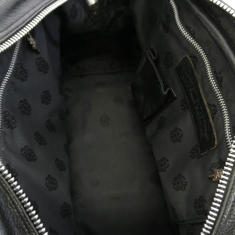 CHROME HEARTS クロムハーツ（原本無） GYM MD ジムバッグ ミディアム 現行型 CHチャーム付き セメタリークロスパッチ レザー ハンドバッグ ブラック系【中古】