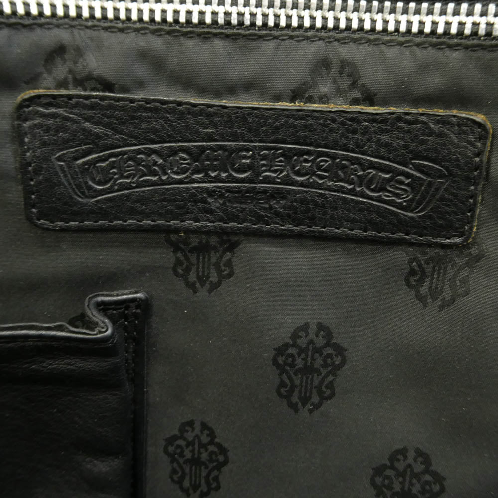 CHROME HEARTS クロムハーツ（原本無） GYM MD ジムバッグ ミディアム 現行型 CHチャーム付き セメタリークロスパッチ レザー ハンドバッグ ブラック系【中古】