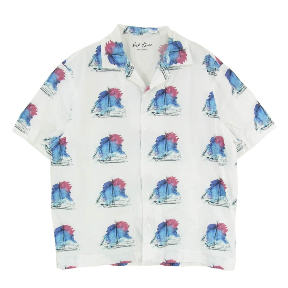 ニック・ターナー Ron Herman ロンハーマン for Ron Herman ロンハーマン別注 Open Collar Shirt オープンカラー 半袖 シャツ ホワイト系 S【中古】