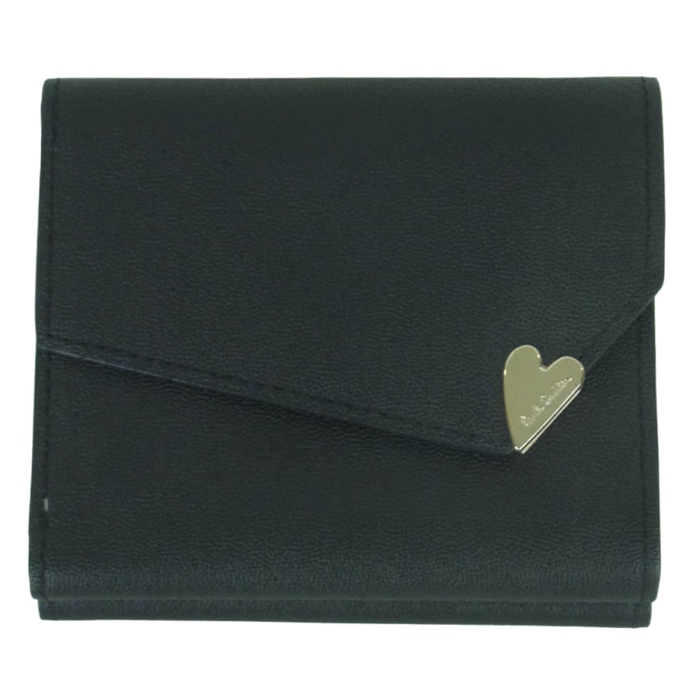 Paul Smith ポール・スミス ラブレター がま口 3つ折り コンパクト レザー ウォレット 財布 ブラック系 ライトブルー系【中古】