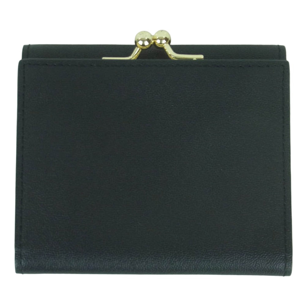 Paul Smith ポール・スミス ラブレター がま口 3つ折り コンパクト レザー ウォレット 財布 ブラック系 ライトブルー系【中古】