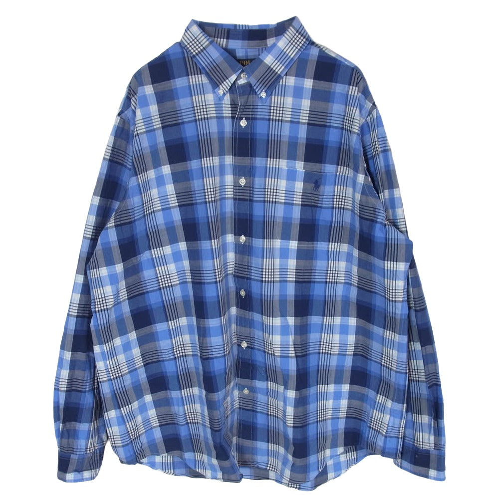 POLO RALPH LAUREN ポロ・ラルフローレン CLASSIC FIT クラシック フィット 長袖 チェック シャツ ブルー系 XXL【中古】