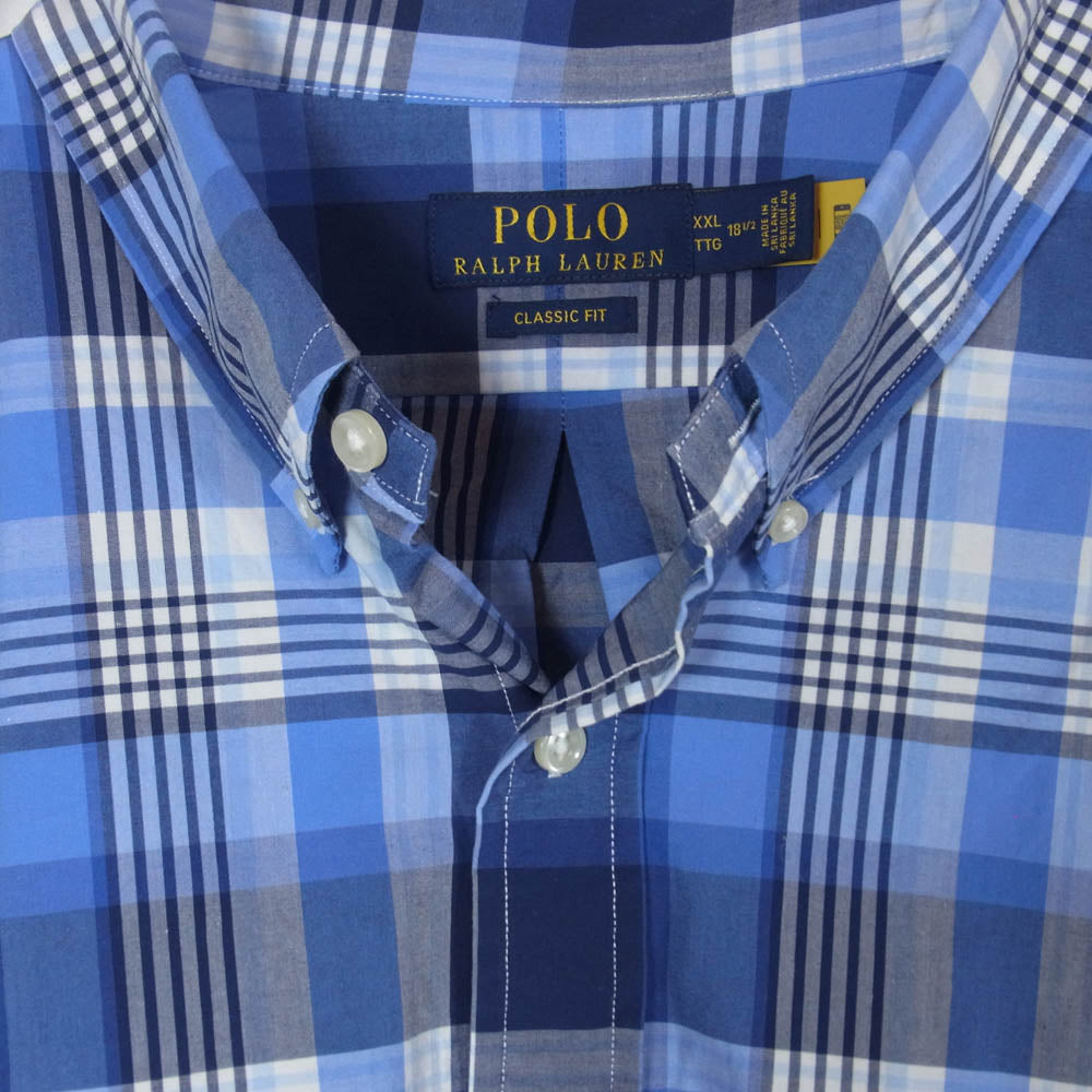 POLO RALPH LAUREN ポロ・ラルフローレン CLASSIC FIT クラシック フィット 長袖 チェック シャツ ブルー系 XXL【中古】