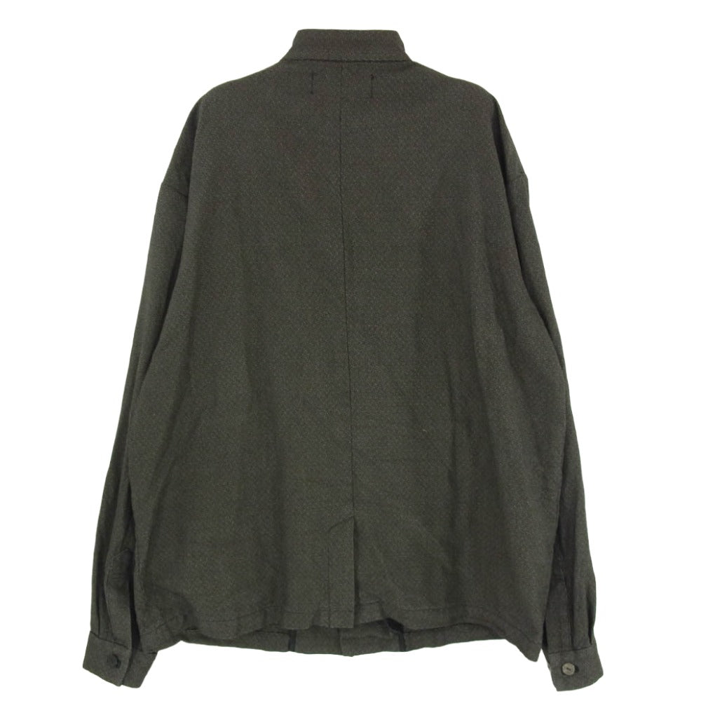 クジャク コットン シルク ノーカラー スタンド ジャケット ブラウン系 1【中古】
