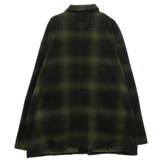 WACKO MARIA ワコマリア 23AW CHECK FLEECE SHIRT JACKET チェック フリース 長袖 シャツ ジャケット モスグリーン系 L【中古】
