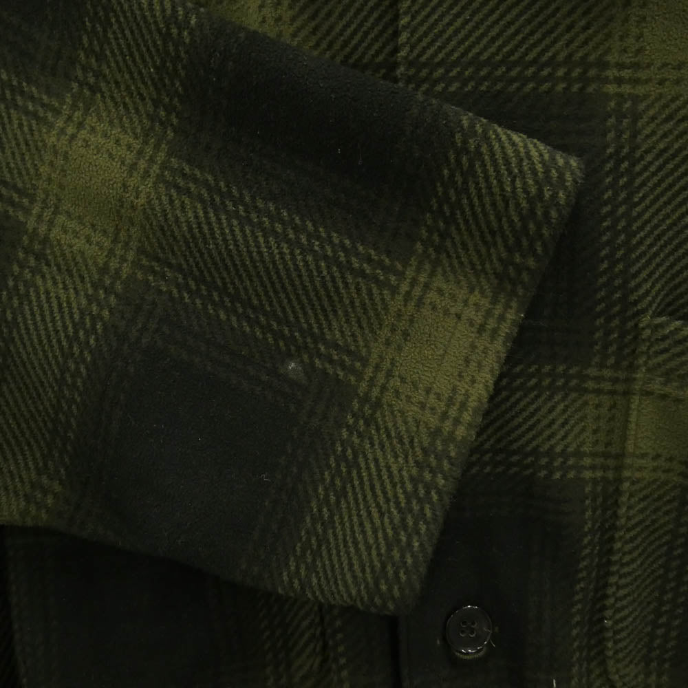 WACKO MARIA ワコマリア 23AW CHECK FLEECE SHIRT JACKET チェック フリース 長袖 シャツ ジャケット モスグリーン系 L【中古】