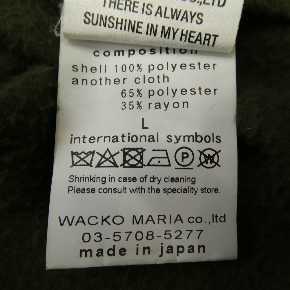 WACKO MARIA ワコマリア 23AW CHECK FLEECE SHIRT JACKET チェック フリース 長袖 シャツ ジャケット モスグリーン系 L【中古】
