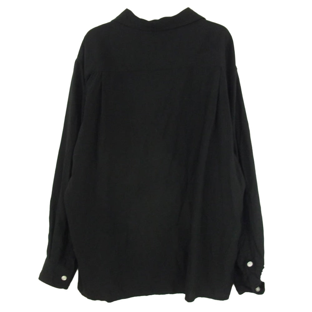 WACKO MARIA ワコマリア OPEN COLLAR SHIRT L/S ロゴ オープンカラー 長袖 シャツ ブラック系 L【中古】