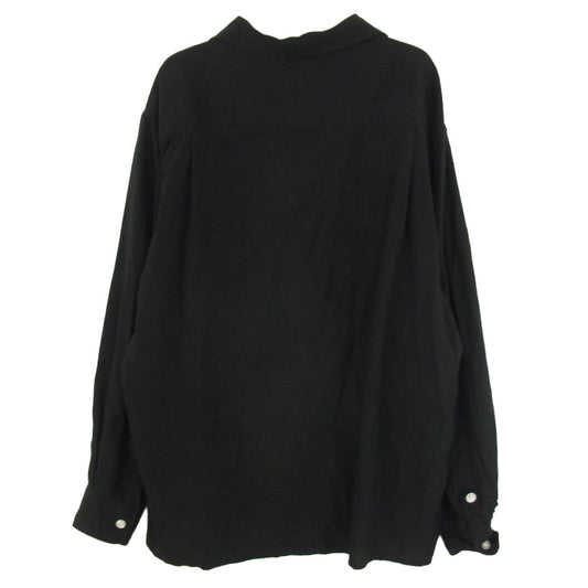 WACKO MARIA ワコマリア OPEN COLLAR SHIRT L/S ロゴ オープンカラー 長袖 シャツ ブラック系 L【中古】