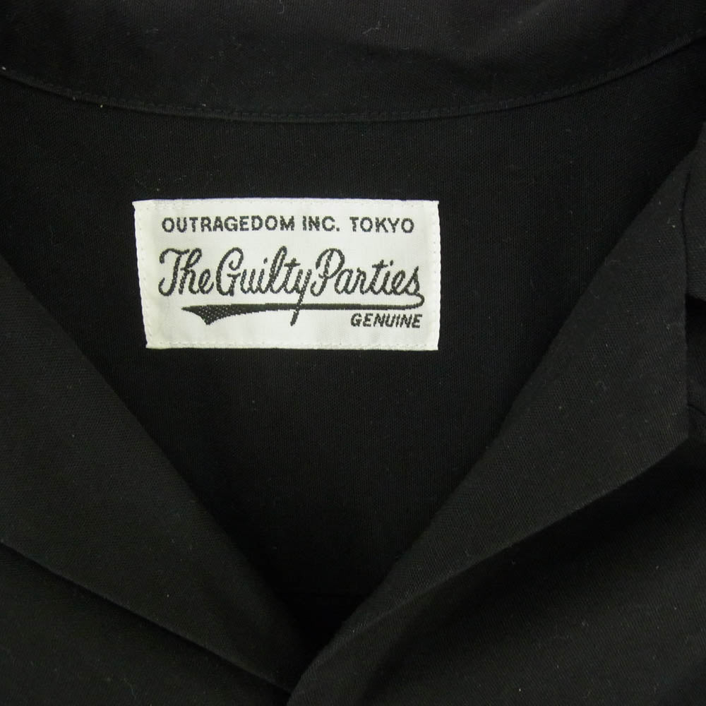 WACKO MARIA ワコマリア OPEN COLLAR SHIRT L/S ロゴ オープンカラー 長袖 シャツ ブラック系 L【中古】