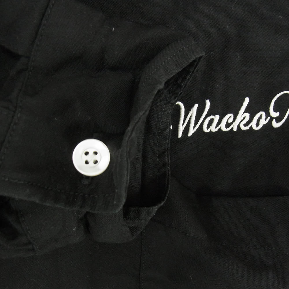 WACKO MARIA ワコマリア OPEN COLLAR SHIRT L/S ロゴ オープンカラー 長袖 シャツ ブラック系 L【中古】