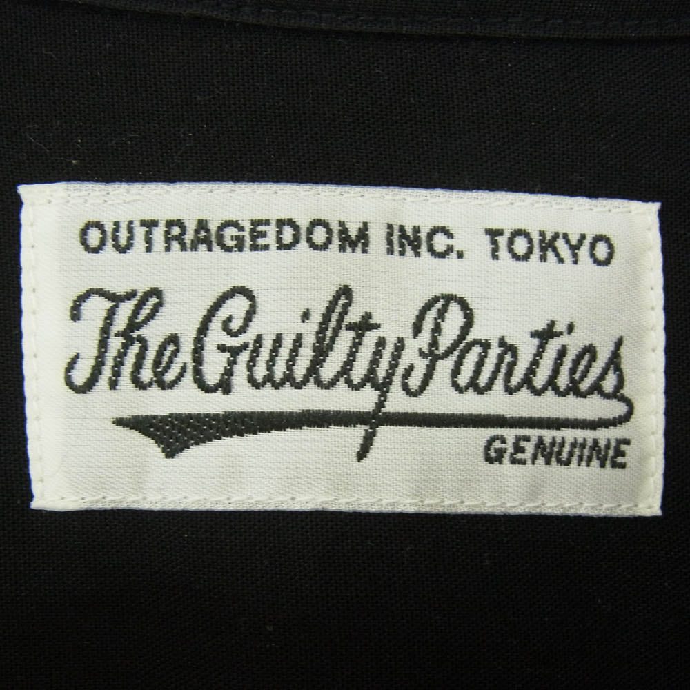 WACKO MARIA ワコマリア OPEN COLLAR SHIRT L/S ロゴ オープンカラー 長袖 シャツ ブラック系 L【中古】